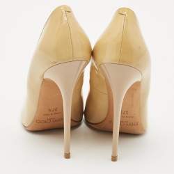 Jimmy Choo Beige Patent Leather Abel Pumps Size 37.5