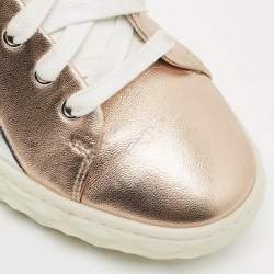 Jimmy Choo Metallic Rose Gold/Silver Leather Low Top Sneakers Size 39.5