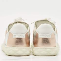 Jimmy Choo Metallic Rose Gold/Silver Leather Low Top Sneakers Size 39.5