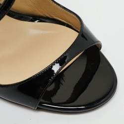 Jimmy Choo Black Patent Leather Lance Sandals Size 37