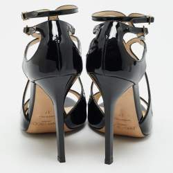 Jimmy Choo Black Patent Leather Lance Sandals Size 37