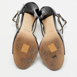 Jimmy Choo Black Patent Leather Lance Sandals Size 37