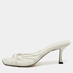 Jimmy Choo Cream Leather indiya Crystal Embellished Sandals Size 41