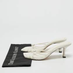 Jimmy Choo Cream Leather indiya Crystal Embellished Sandals Size 41
