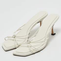 Jimmy Choo Cream Leather indiya Crystal Embellished Sandals Size 41