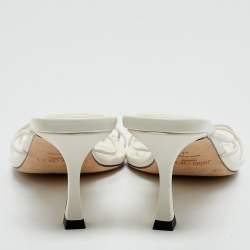 Jimmy Choo Cream Leather indiya Crystal Embellished Sandals Size 41