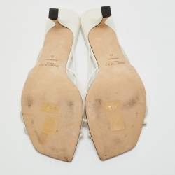 Jimmy Choo Cream Leather indiya Crystal Embellished Sandals Size 41