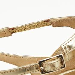 Pre Owned Jimmy Choo Gold Leather Lance Sandals Size 38