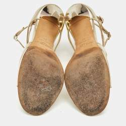 Pre Owned Jimmy Choo Gold Leather Lance Sandals Size 38