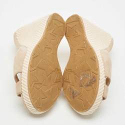 Jimmy Choo Beige Suede Prima Wedge Sandals Size 36