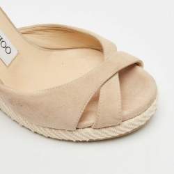 Jimmy Choo Beige Suede Prima Wedge Sandals Size 36