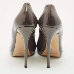 Jimmy Choo Grey Patent Leather Quiet Peep Toe Pumps Size 40