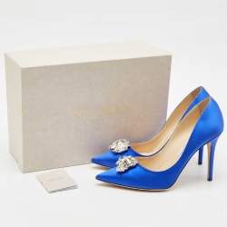 Pre Owned Jimmy Choo Electric Blue Satin Manda Pumps Size 40