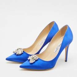 Pre Owned Jimmy Choo Electric Blue Satin Manda Pumps Size 40