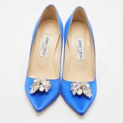 Pre Owned Jimmy Choo Electric Blue Satin Manda Pumps Size 40