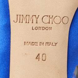 Pre Owned Jimmy Choo Electric Blue Satin Manda Pumps Size 40