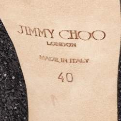 Pre Owned Jimmy Choo Black Coarse Glitter Dahlia Pumps Size 40