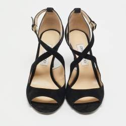 Jimmy Choo Black Suede Emily Sandals Size 40.5