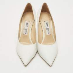 Pre Owned Jimmy Choo White Glitter Love 85 Pointed Toe Pumps Size 37