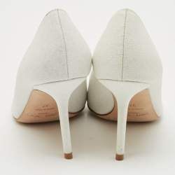 Pre Owned Jimmy Choo White Glitter Love 85 Pointed Toe Pumps Size 37