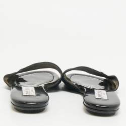 Pre Owned Jimmy Choo Metallic Black Glitter Nanda Flat Slides Size 38.5