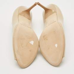 Jimmy Choo Beige Patent Evelyn Peep Toe Pumps Size 36