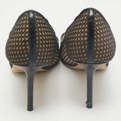Pre Owned Jimmy Choo Black Leather and Mesh Love Pumps Size 37