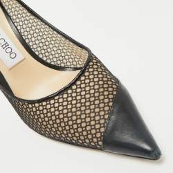 Pre Owned Jimmy Choo Black Leather and Mesh Love Pumps Size 37