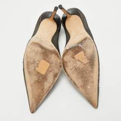 Pre Owned Jimmy Choo Black Leather and Mesh Love Pumps Size 37