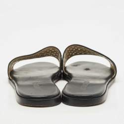 Jimmy Choo Black Leather and Suede Studded Minea Flat Slides Size 41