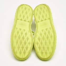 Jimmy Choo Neon Green Knit Fabric Diamond Light Maxi Sneakers Size 40