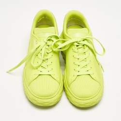 Jimmy Choo Neon Green Knit Fabric Diamond Light Maxi Sneakers Size 40