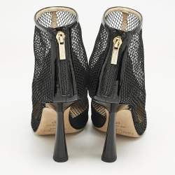 Jimmy Choo Black Mesh and Patent Leather Kix Ankle Boots Size 37