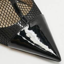 Jimmy Choo Black Mesh and Patent Leather Kix Ankle Boots Size 37