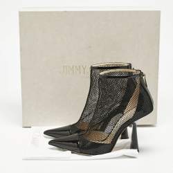 Jimmy Choo Black Mesh and Patent Leather Kix Ankle Boots Size 37