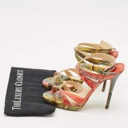 Jimmy Choo Multicolor Python Ankle Strap Sandals Size 40