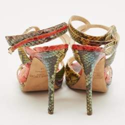 Jimmy Choo Multicolor Python Ankle Strap Sandals Size 40