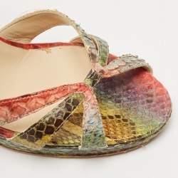 Jimmy Choo Multicolor Python Ankle Strap Sandals Size 40