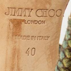 Jimmy Choo Multicolor Python Ankle Strap Sandals Size 40