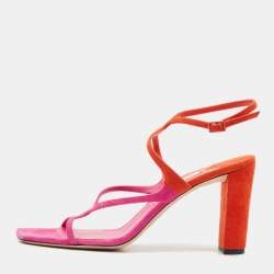 Jimmy Choo Pink/Orange Suede Azie Sandals Size 41