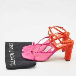 Jimmy Choo Pink/Orange Suede Azie Sandals Size 41