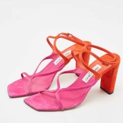 Jimmy Choo Pink/Orange Suede Azie Sandals Size 41