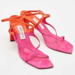 Jimmy Choo Pink/Orange Suede Azie Sandals Size 41