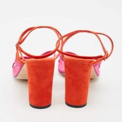 Jimmy Choo Pink/Orange Suede Azie Sandals Size 41