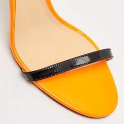 Jimmy Choo Orange/Black Patent Leather Minny Ankle Strap Sandals Size 41