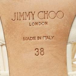 Jimmy Choo White Leather Soraya Ankle Wrap Pumps Size 38