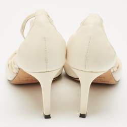 Jimmy Choo White Leather Soraya Ankle Wrap Pumps Size 38