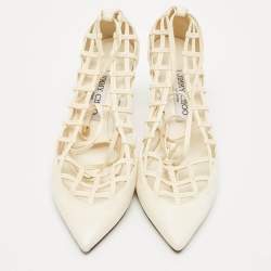 Jimmy Choo White Leather Soraya Ankle Wrap Pumps Size 38