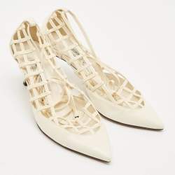 Jimmy Choo White Leather Soraya Ankle Wrap Pumps Size 38
