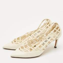Jimmy Choo White Leather Soraya Ankle Wrap Pumps Size 38